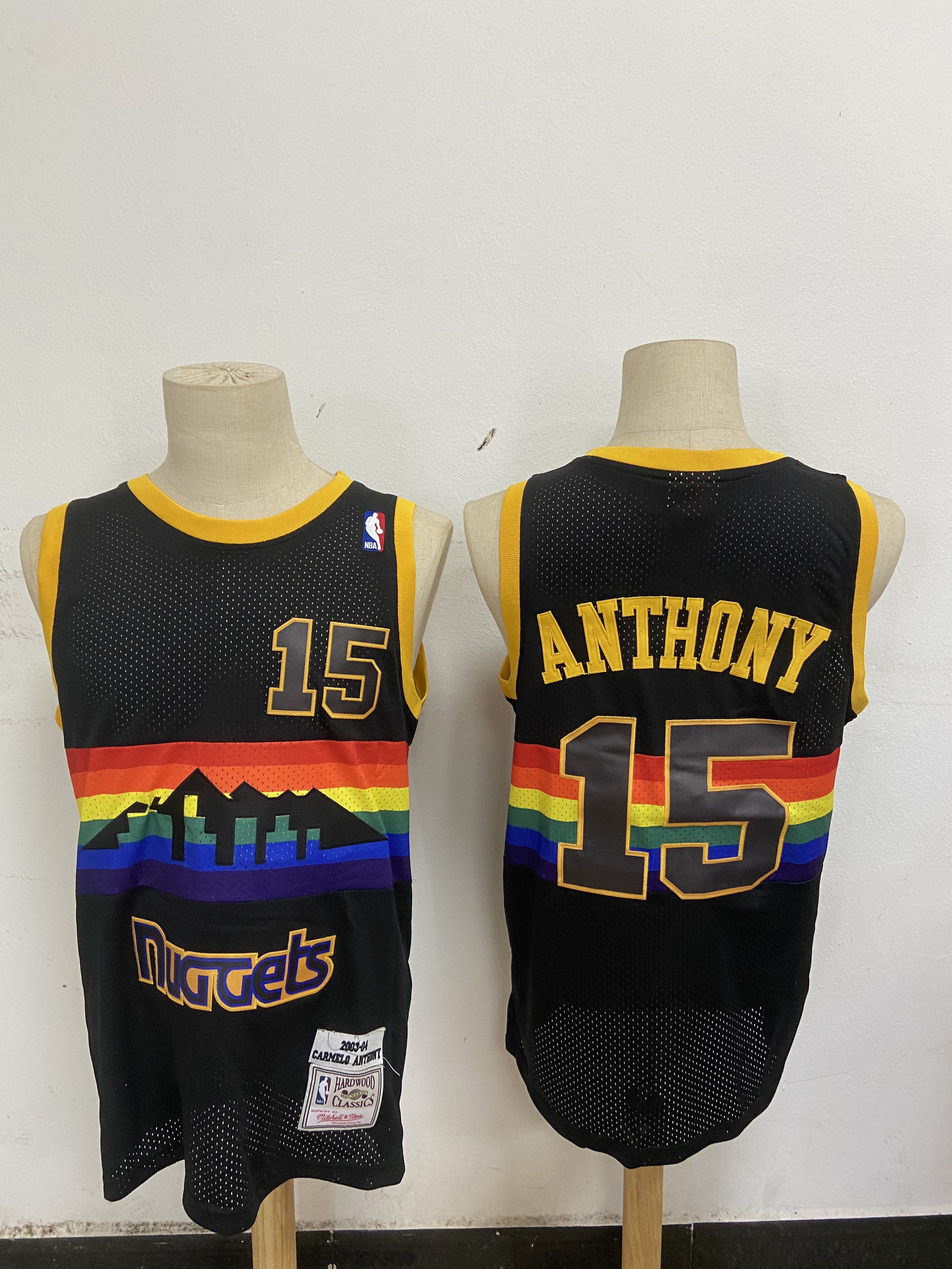 Men Denver Nuggets #15 Anthony Black mesh Throwback NBA Jerseys